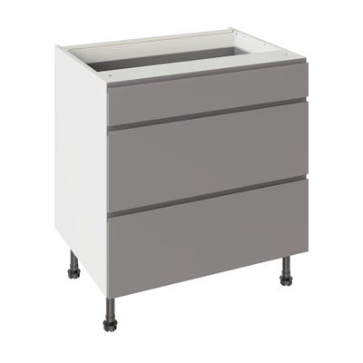 J-Pull Kitchen 3 Drawer Base Unit 800mm Gloss Dust Grey