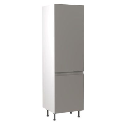 J-Pull Kitchen Tall Fridge Freezer Housing Unit 70/30 600mm Gloss Dust Grey