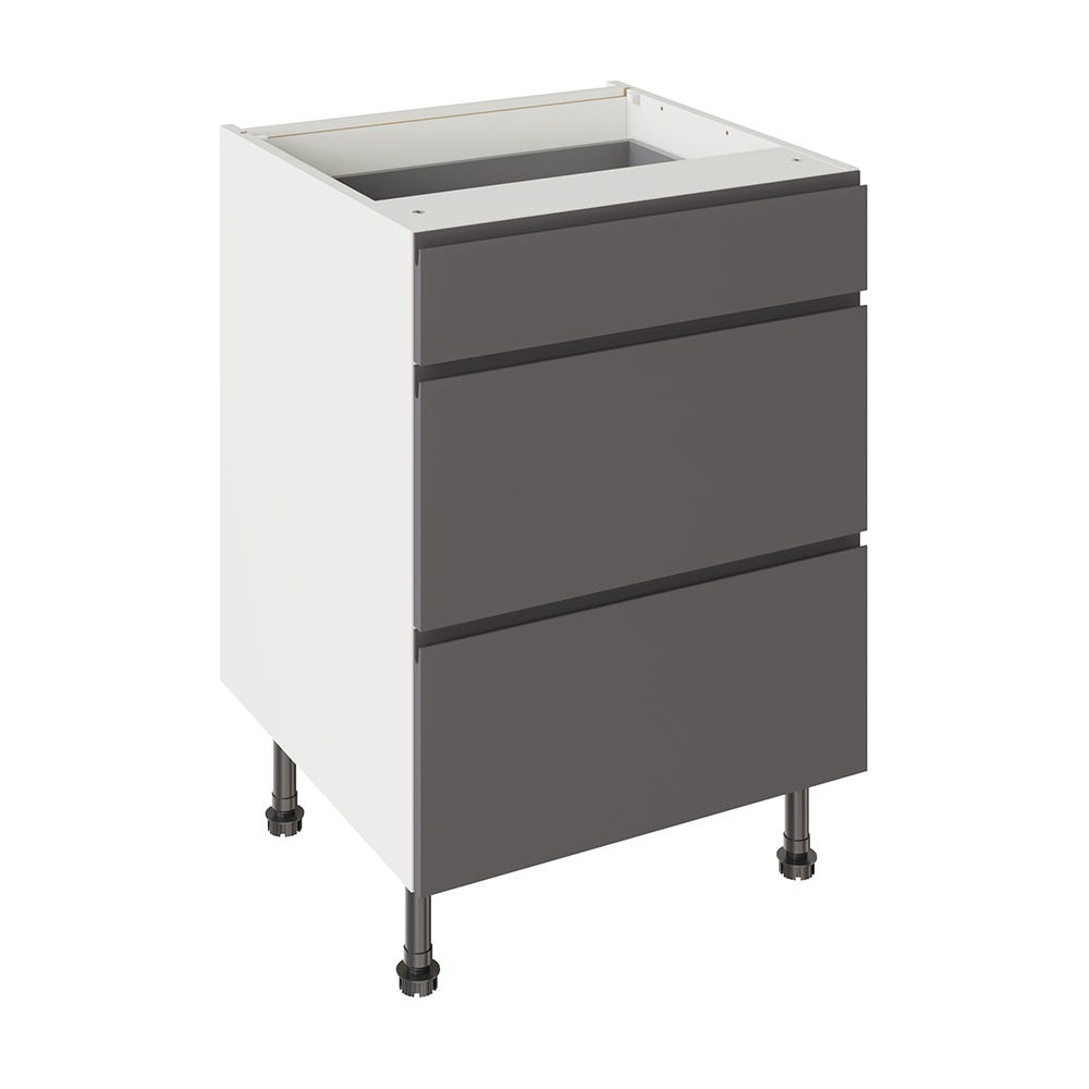 J-Pull Kitchen 3 Drawer Base Unit 600mm Gloss Graphite