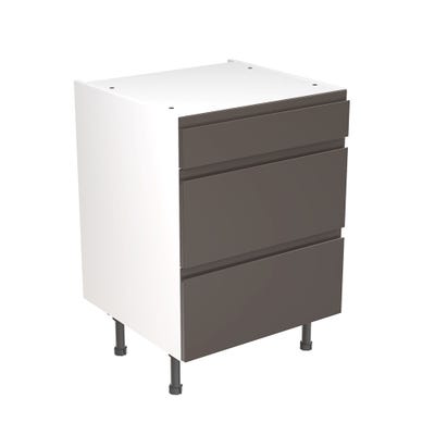 J-Pull Kitchen 3 Drawer Base Unit 600mm Gloss Graphite