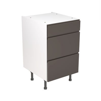 J-Pull Kitchen 3 Drawer Base Unit 500mm Gloss Graphite