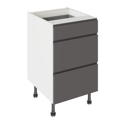 J-Pull Kitchen 3 Drawer Base Unit 500mm Gloss Graphite