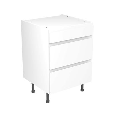 J-Pull Kitchen 3 Drawer Base Unit 600mm Ultra Matt White