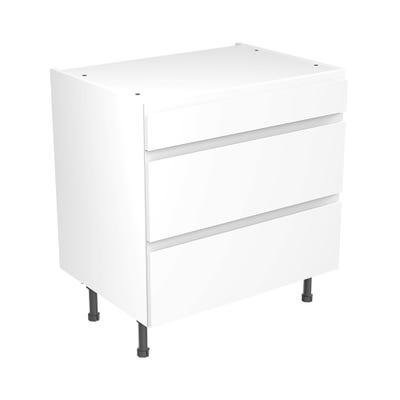 J-Pull Kitchen 3 Drawer Base Unit 800mm Ultra Matt White