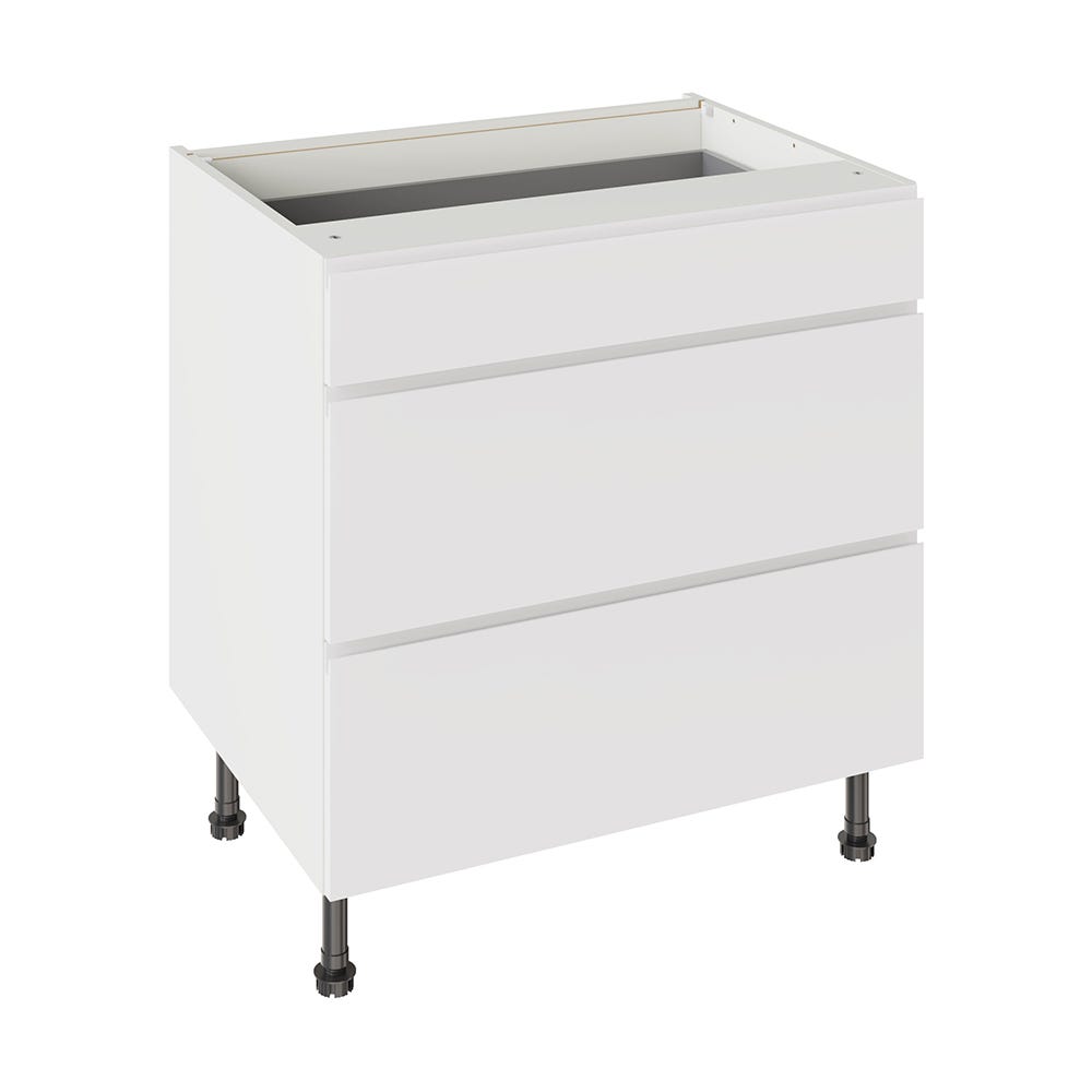 J-Pull Kitchen 3 Drawer Base Unit 800mm Ultra Matt White