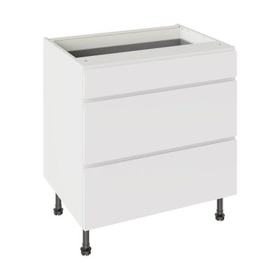 J-Pull Kitchen 3 Drawer Base Unit 800mm Ultra Matt White