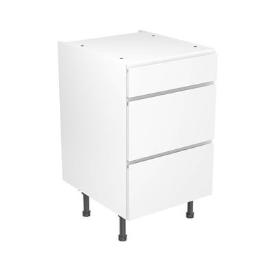 J-Pull Kitchen 3 Drawer Base Unit 500mm Ultra Matt White