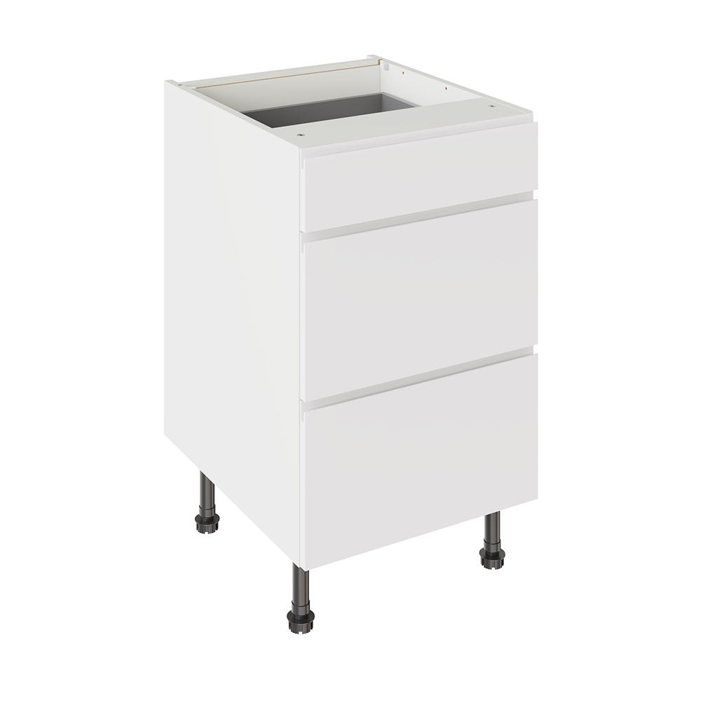 J-Pull Kitchen 3 Drawer Base Unit 500mm Ultra Matt White