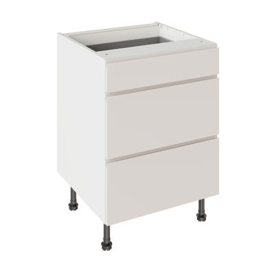 J-Pull Kitchen 3 Drawer Base Unit 600mm Ultra Matt Light Grey