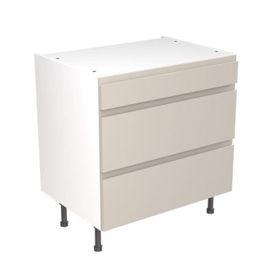 J-Pull Kitchen 3 Drawer Base Unit 800mm Ultra Matt Light Grey