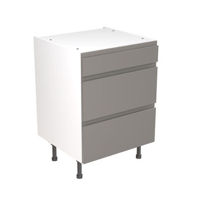 J-Pull Kitchen 3 Drawer Base Unit 600mm Ultra Matt Dust Grey