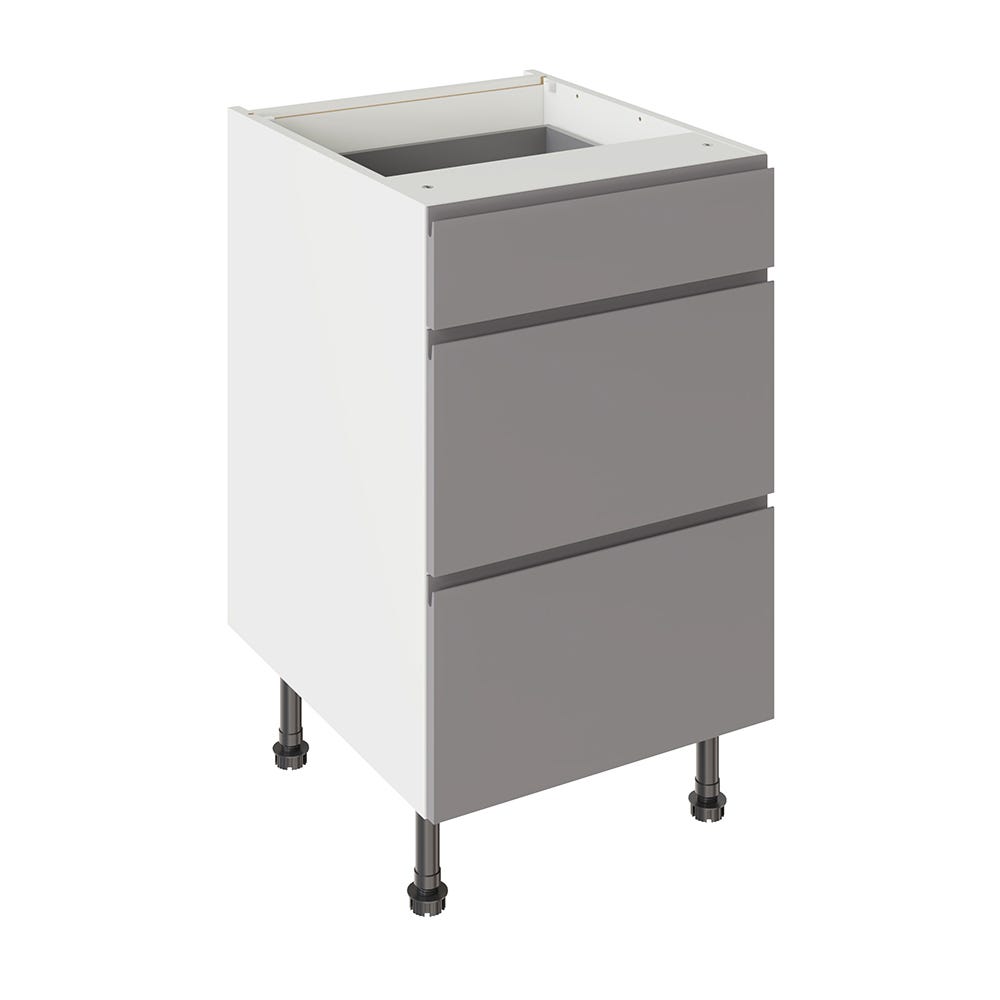 J-Pull Kitchen 3 Drawer Base Unit 500mm Ultra Matt Dust Grey