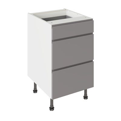 J-Pull Kitchen 3 Drawer Base Unit 500mm Ultra Matt Dust Grey