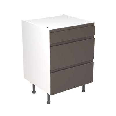 J-Pull Kitchen 3 Drawer Base Unit 600mm Ultra Matt Graphite