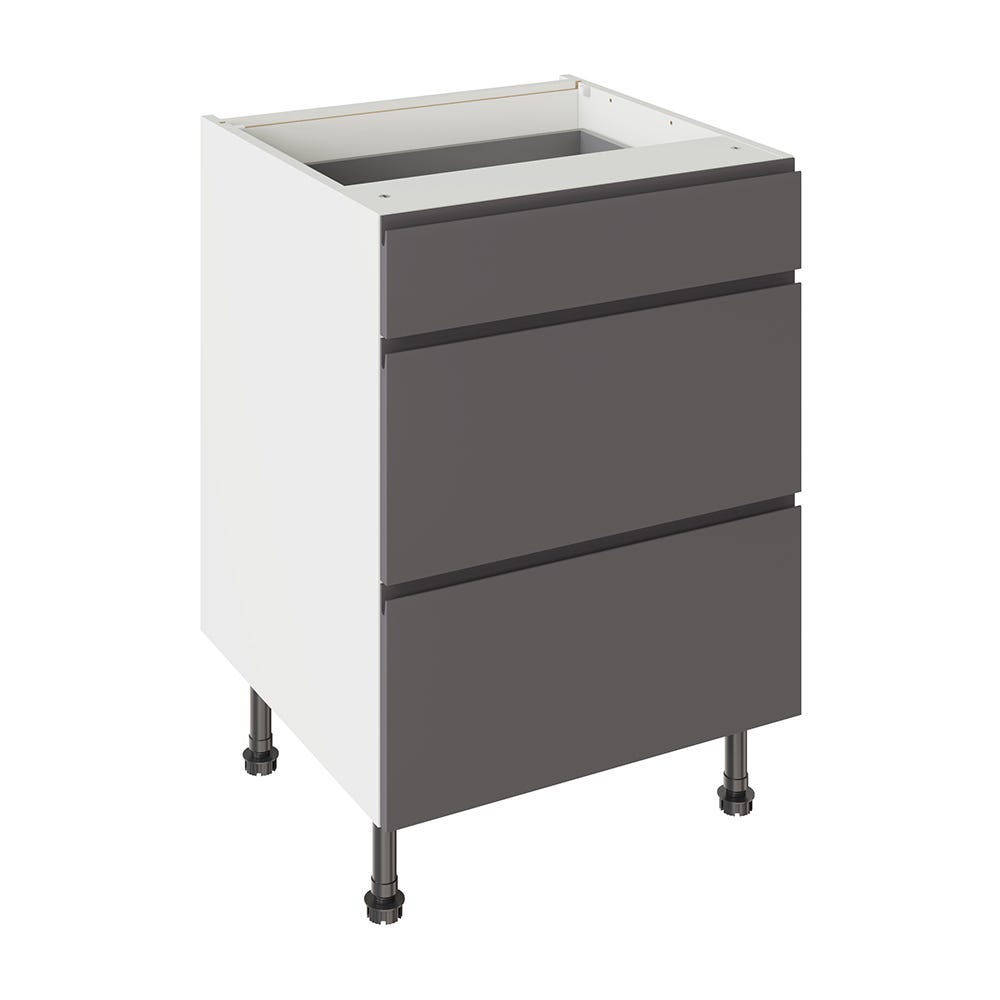 J-Pull Kitchen 3 Drawer Base Unit 600mm Ultra Matt Graphite