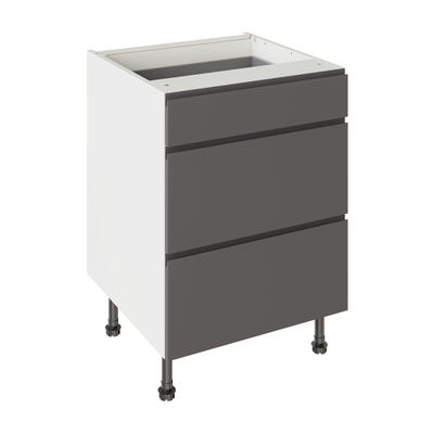 J-Pull Kitchen 3 Drawer Base Unit 600mm Ultra Matt Graphite