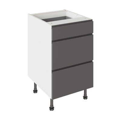 J-Pull Kitchen 3 Drawer Base Unit 500mm Ultra Matt Graphite