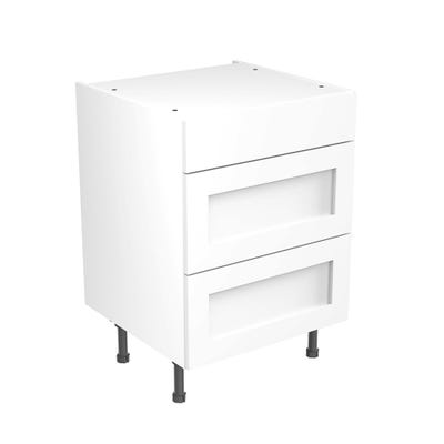 Shaker Kitchen 3 Drawer Base Unit 600mm Ultra Matt White