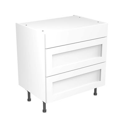 Shaker Kitchen 3 Drawer Base Unit 800mm Ultra Matt White