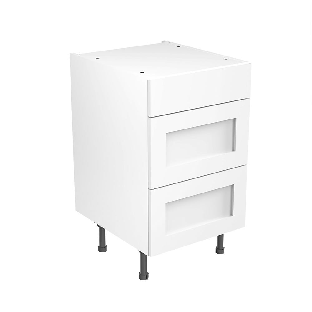 Shaker Kitchen 3 Drawer Base Unit 500mm Ultra Matt White