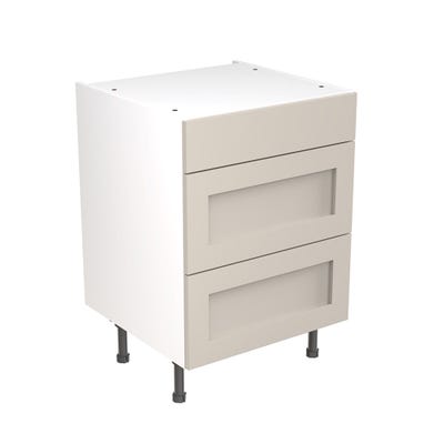 Shaker Kitchen 3 Drawer Base Unit 600mm Ultra Matt Light Grey