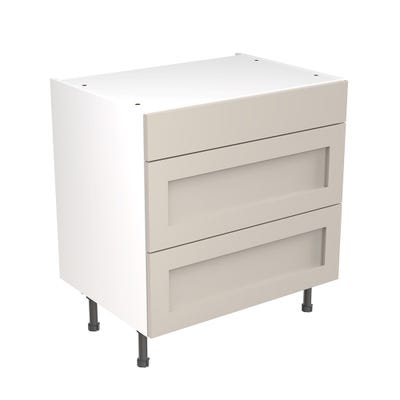 Shaker Kitchen 3 Drawer Base Unit 800mm Ultra Matt Light Grey
