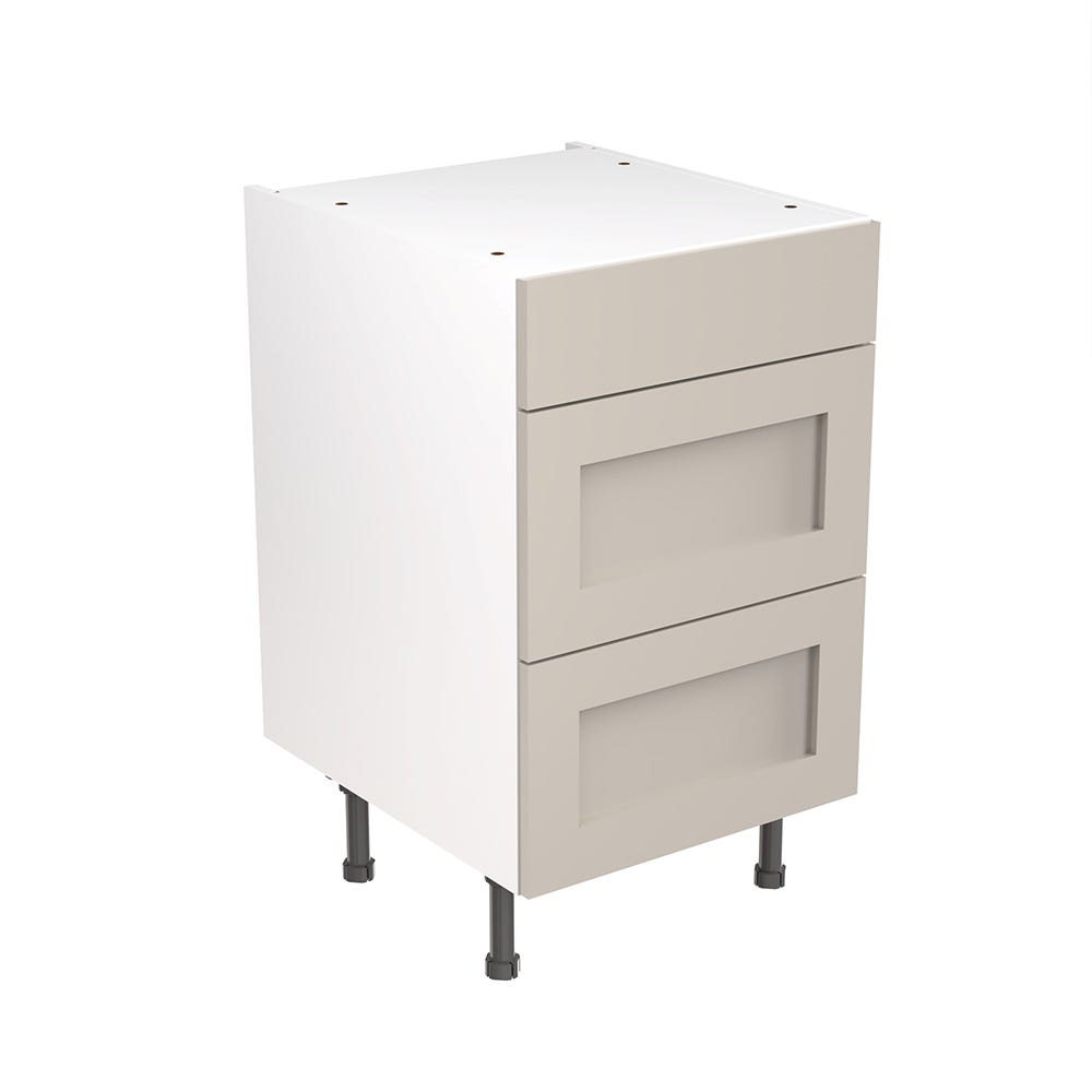 Shaker Kitchen 3 Drawer Base Unit 500mm Ultra Matt Light Grey
