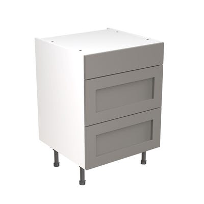 Shaker Kitchen 3 Drawer Base Unit 600mm Ultra Matt Dust Grey