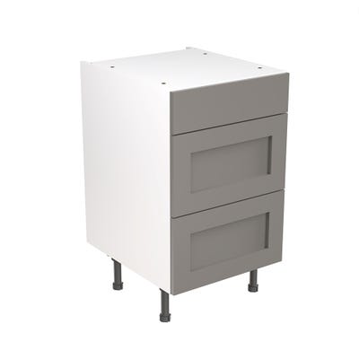 Shaker Kitchen 3 Drawer Base Unit 500mm Ultra Matt Dust Grey