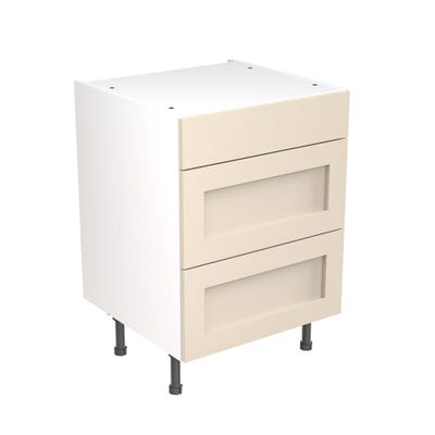 Shaker Kitchen 3 Drawer Base Unit 600mm Ultra Matt Cashmere