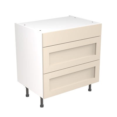 Shaker Kitchen 3 Drawer Base Unit 800mm Ultra Matt Cashmere