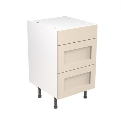 Shaker Kitchen 3 Drawer Base Unit 500mm Ultra Matt Cashmere