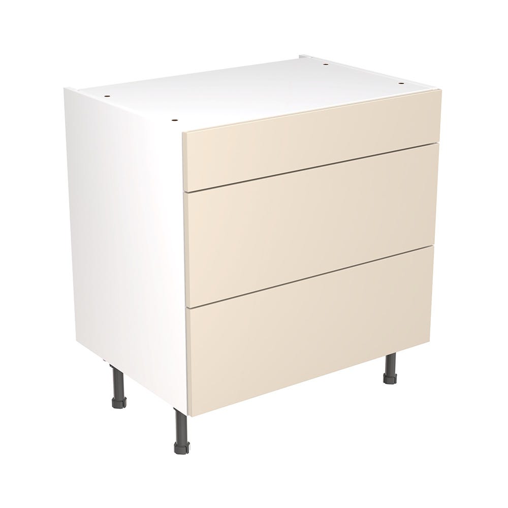 Slab Kitchen 3 Drawer Base Unit 800mm Gloss Cashmere