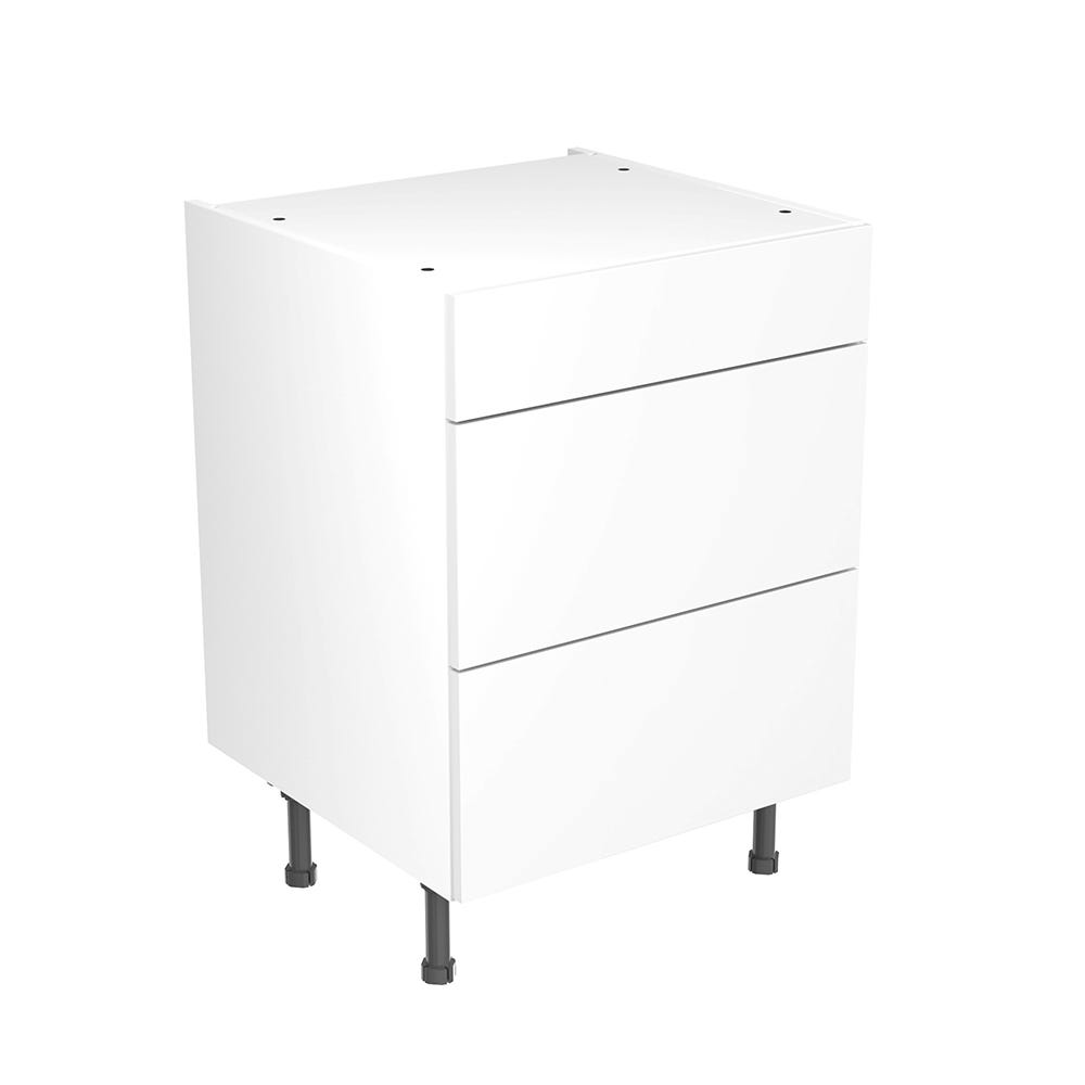 Slab Kitchen 3 Drawer Base Unit 600mm Ultra Matt White