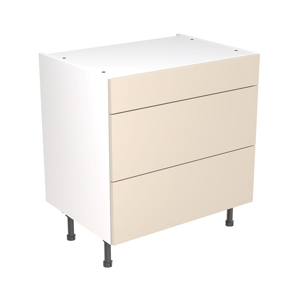 Slab Kitchen 3 Drawer Base Unit 800mm Ultra Matt Cashmere