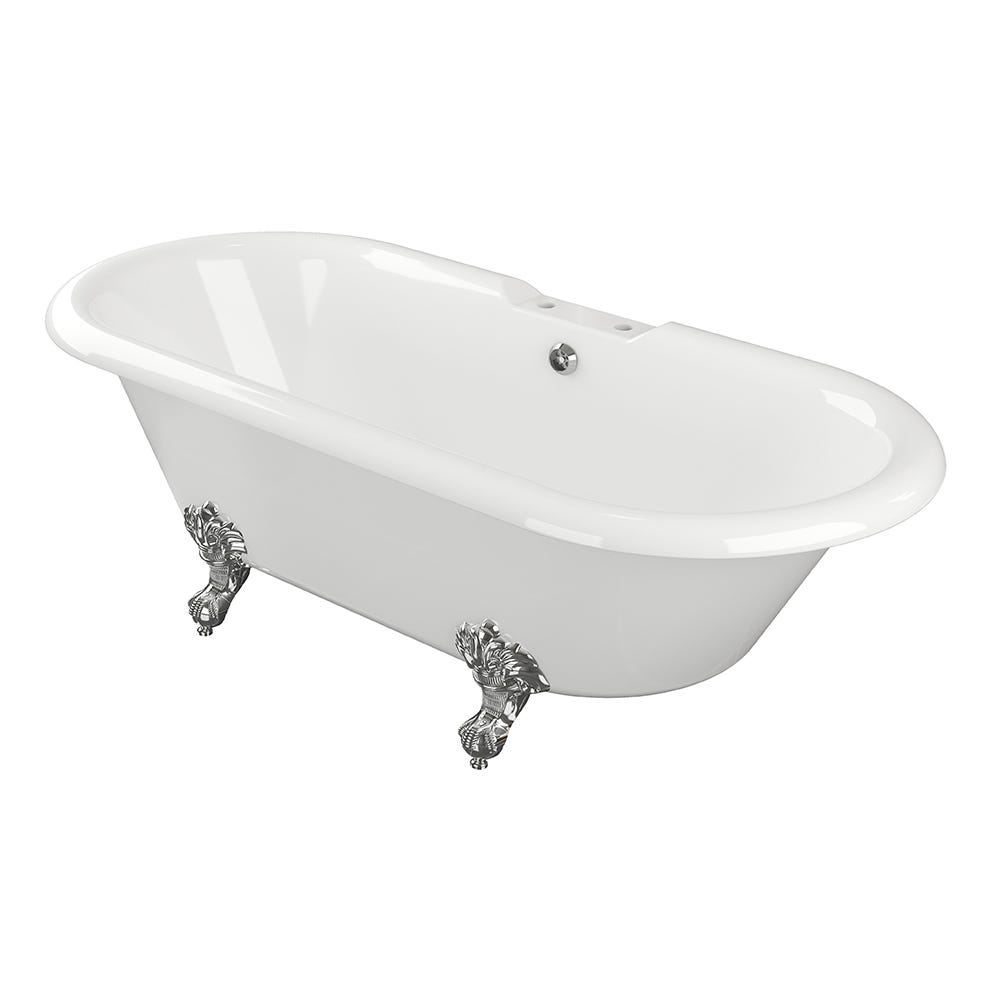 Rutland Freestanding Bath with Feet 2TH 1690 x 740mm - White