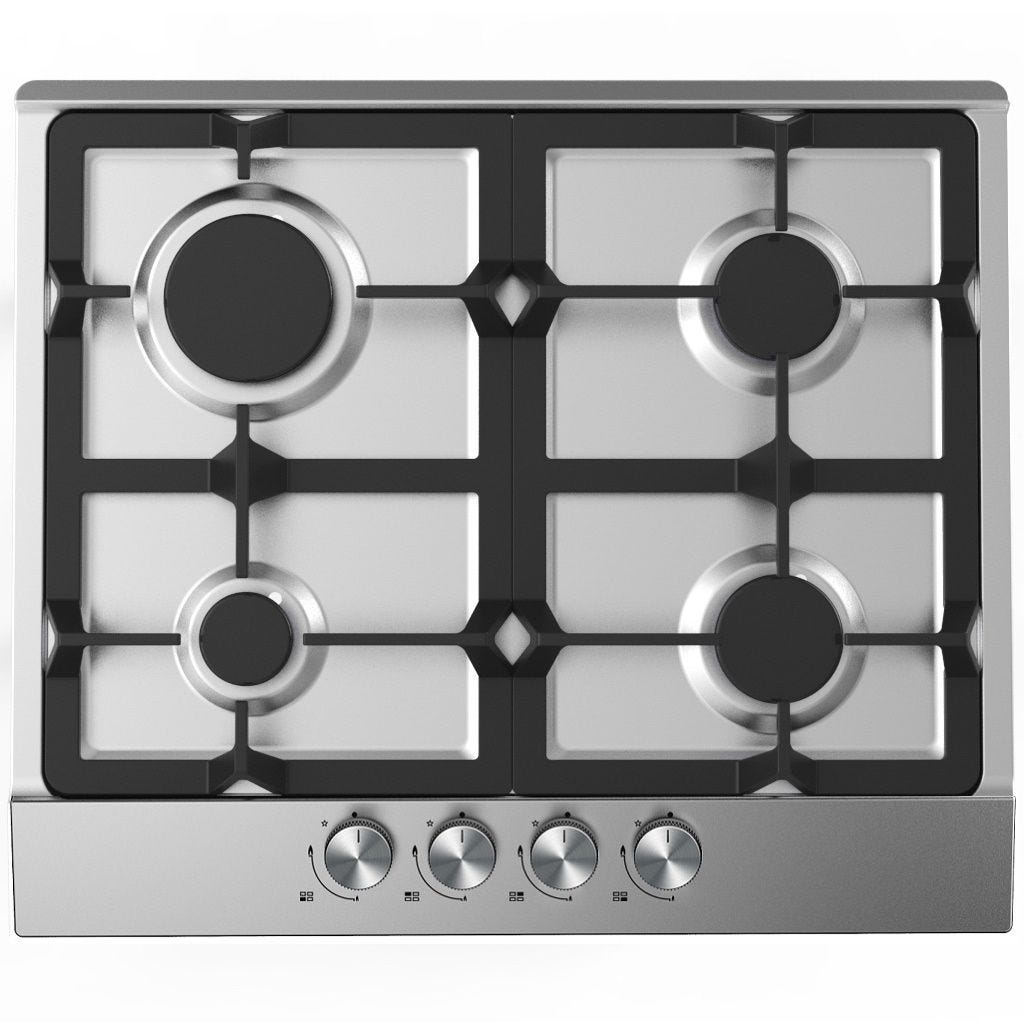 60cm 4 Burner Gas Hob S/Steel