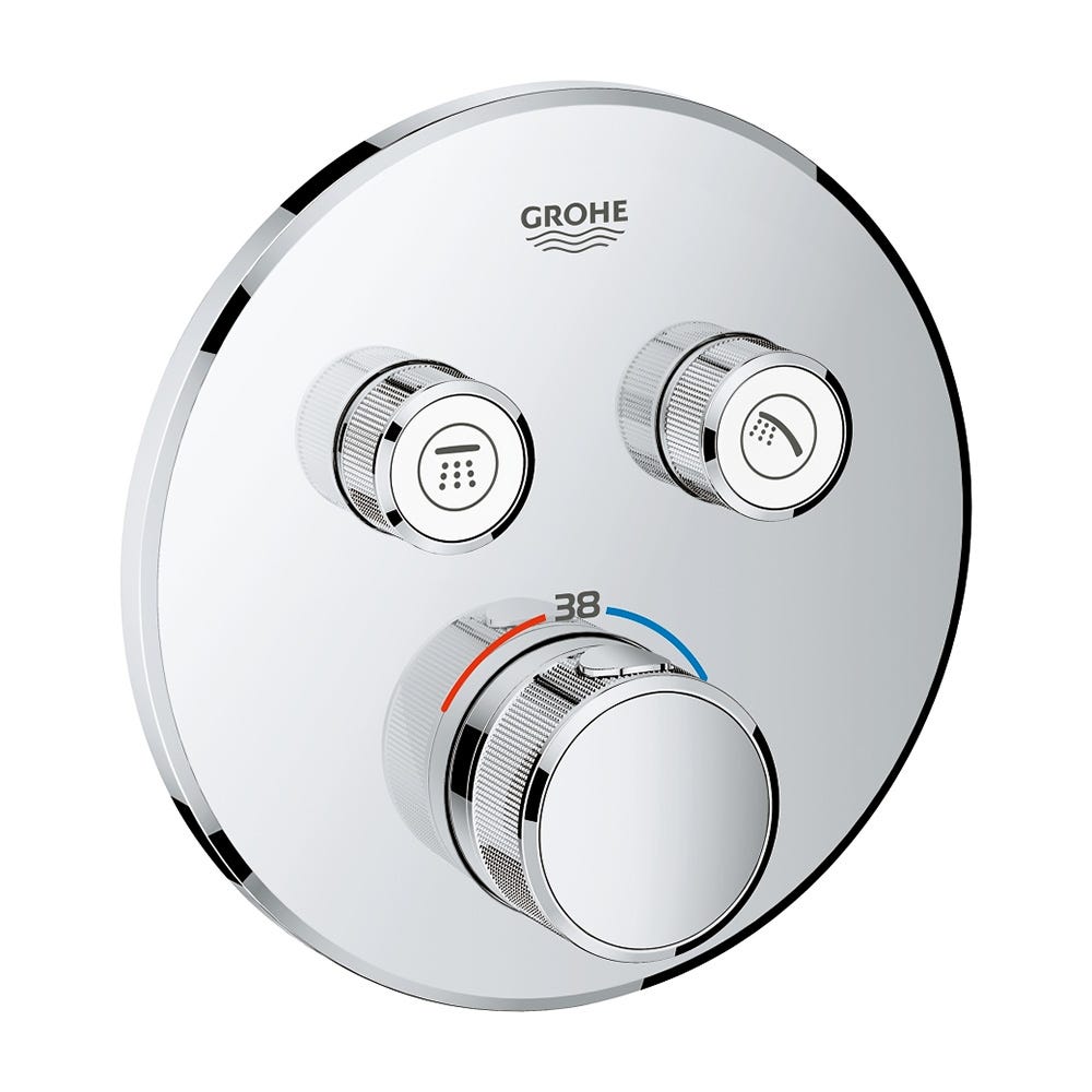 Grohe Grohtherm SmartControl Round Thermostat - 2 Outlets