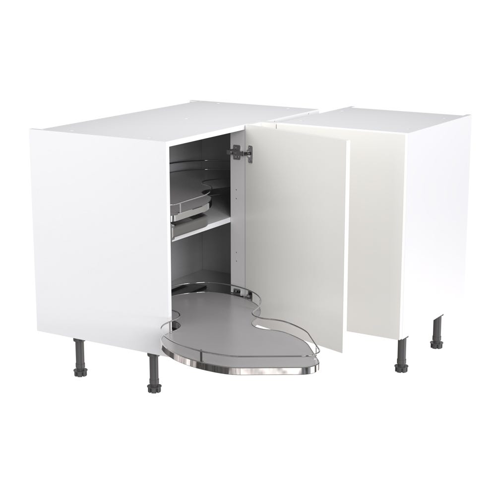 Slab Kitchen Blind Corner Base Unit 1000mm LH Pull-Out Gloss White