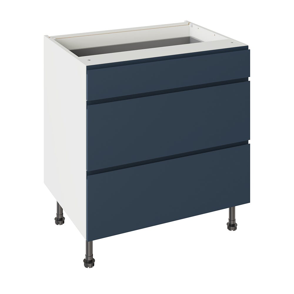 J-Pull Kitchen 3 Drawer Base Unit 800mm Ultra Matt Indigo Blue