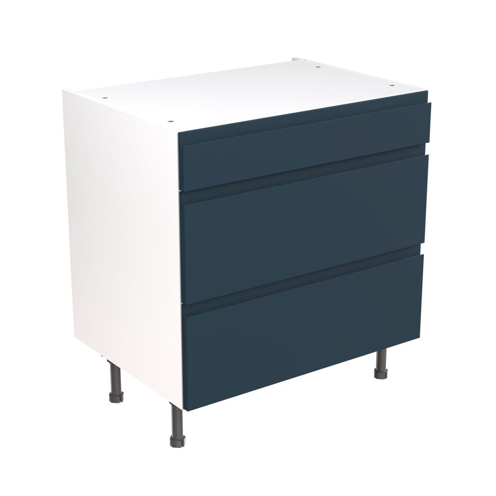 J-Pull Kitchen 3 Drawer Base Unit 800mm Ultra Matt Indigo Blue
