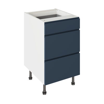 J-Pull Kitchen 3 Drawer Base Unit 500mm Ultra Matt Indigo Blue
