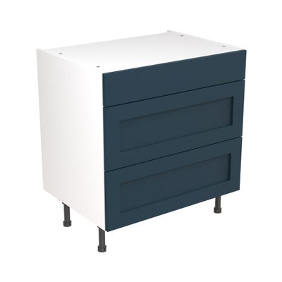 Shaker Kitchen 3 Drawer Base Unit 800mm Ultra Matt Indigo Blue