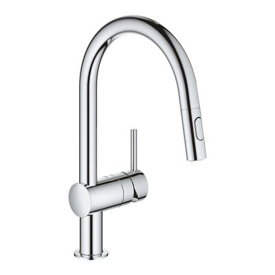 Grohe Vento C-Spout Single Lever Kitchen Mixer Tap with Pull Out Spray