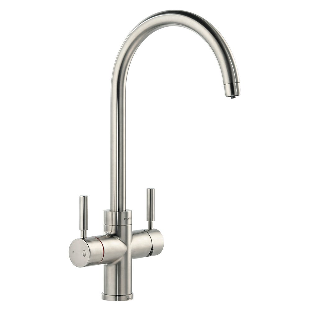 Abode Pronteau 4 in 1 Twin Lever Kitchen Mixer Tap Brushed Nickel