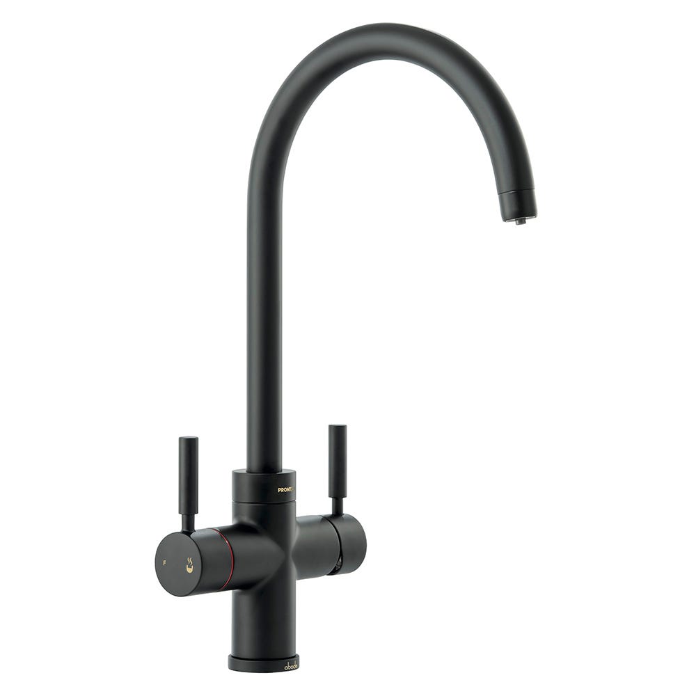 Abode Pronteau 4 in 1 Twin Lever Kitchen Mixer Tap Matt Black
