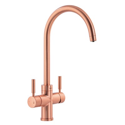 Abode Pronteau 4 in 1 Twin Lever Kitchen Mixer Tap Polished Copper