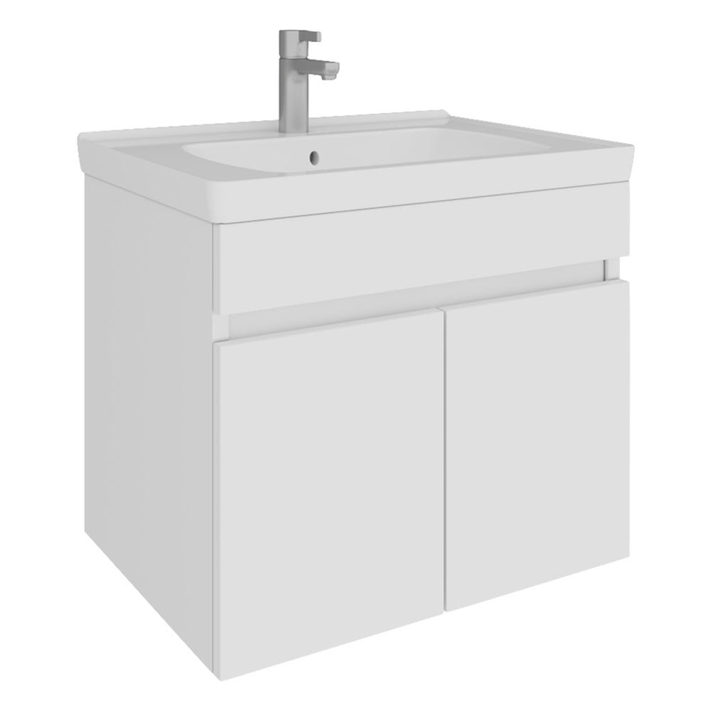 Pino 600mm 2 Door Wall Hung Vanity Unit & Basin Gloss White