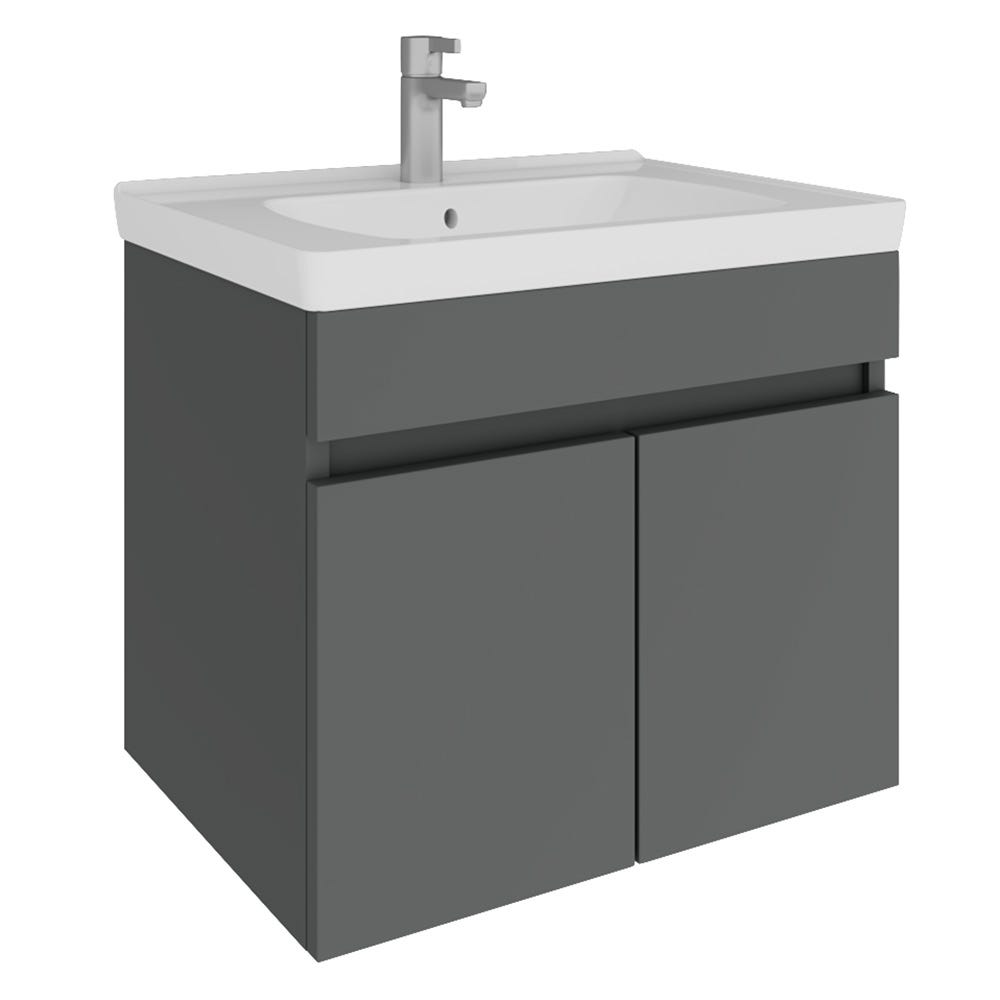 Pino 600mm 2 Door Wall Hung Vanity Unit & Basin Matt Grey