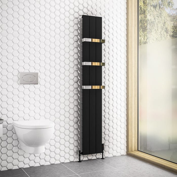Eastbrook Rosano Matt Black Radiator 1800 x 280mm